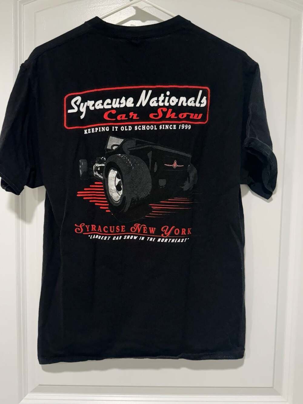 Syracuse Nationals Car Show Hot Rod Graphic Tee Garagecore Black Men’s M